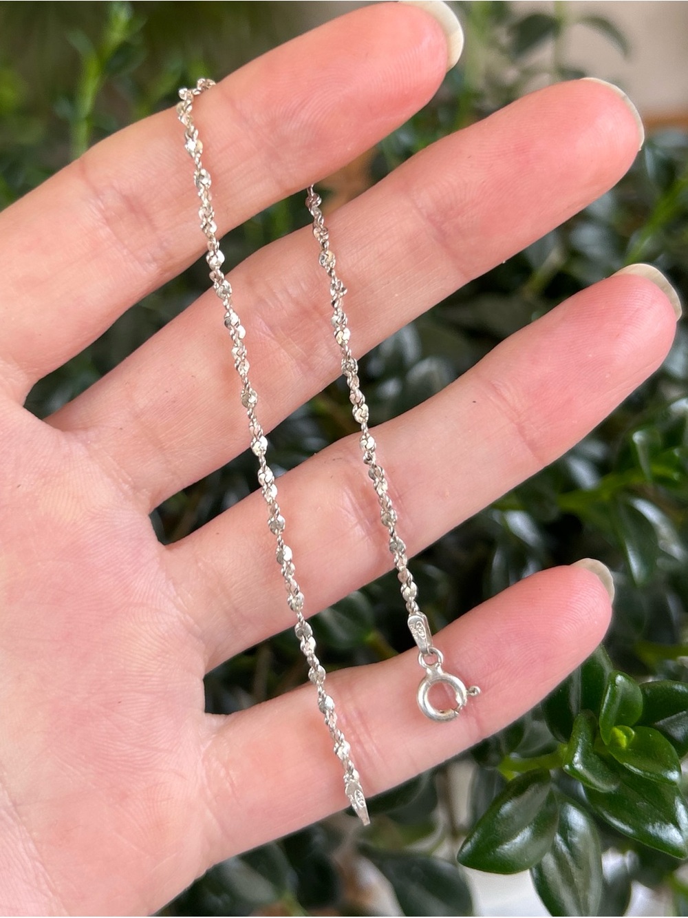 Sterling Silver Twisted Serpentine Chain Bracelet- Silver